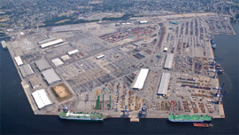 More than 14,000 direct jobs are generated by the Port of Baltimore (www.marylandports.com). The Dundalk Marine Terminal, one of six marine terminals, anchors the MPA roll-on/roll-off cargo business, including automobiles and machinery, and also handles forest products and containers.